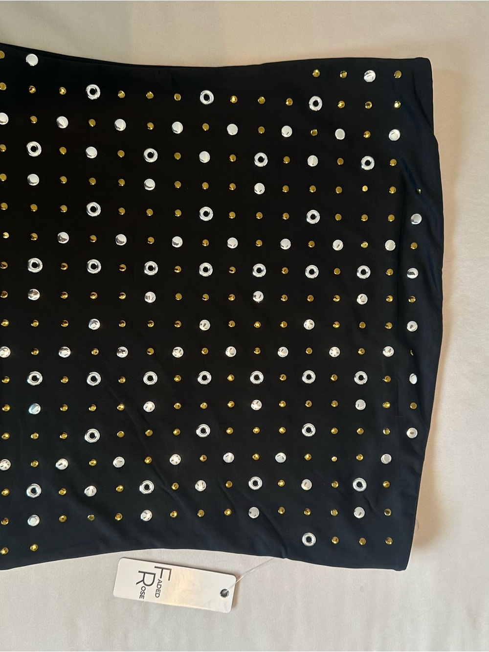 faced rose Studded Tube black Top